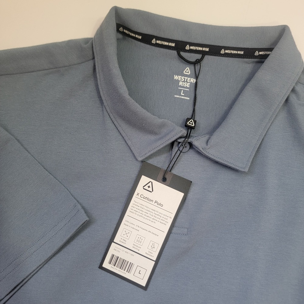 Western Rise X Cotton Polo Pacific Shirt Men's LG 4 Way Stretch Casual NWT